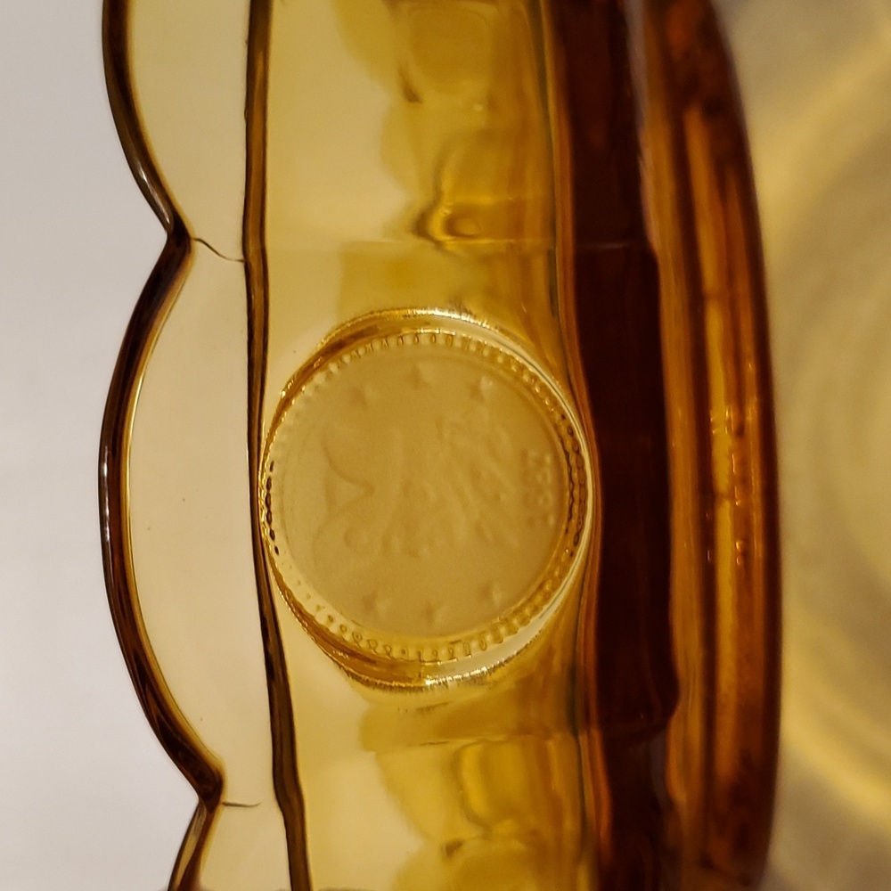 Fostoria Coin Amber Glass Candy Dish with Lid Eagle Liberty Bell - Picture 6 of 10